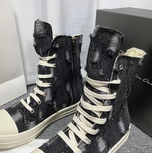 Sang Trọng Thiết Kế Của Người Đàn Ông Giản Dị Tòa Sneakers Và Phụ Nữ Của Giày Đế Thoáng Khí Ripped Denim Khởi Động Với Vibram Đế Ngoài - Product Image 3