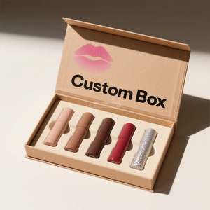 Riciclabile Design personalizzato fatto a mano oro timbratura scatola magnetica personalizzata rossetto Set lucidalabbra pacchetto per confezione regalo - Product Image 2