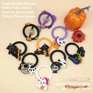 Halloween Silicone Gum Beads Hochet Peluche Bébé Qualité Alimentaire Citrouille Fantôme Bâton <span class=keywords><strong>de</strong></span> Meulage <span class=keywords><strong>avec</strong></span> <span class=keywords><strong>Anneau</strong></span> <span class=keywords><strong>de</strong></span> Poignée Transfrontalière - Product Image 1