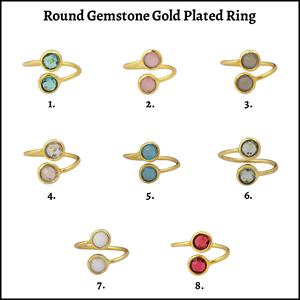 Anillo de piedras preciosas de apatita de forma redonda, chapado en oro, 6 MM, forma redonda, anillo de diseño de mano de piedras preciosas, anillo genuino completamente ajustable, joyería - Product Image 2