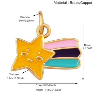 Colgante de Estrella, Luna, Espacio, Sol, Universo, Arcoíris Celestial con <span class=keywords><strong>Esmalte</strong></span> Brillante, Bañado en Oro con Circonita, Suministros para Joyería S84 - Product Image 6