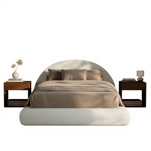 Base de Cama Moderna de Metal con Plataforma Completa, Tapicería de Terciopelo y Bouclé en Forma de Media Luna, <span class=keywords><strong>Cabecera</strong></span> Baja y Suave de 5 Pulgadas - Product Image 2