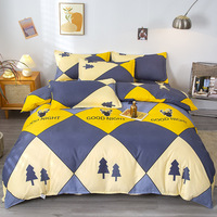 Parure de lit en coton brossé lavé de qualité supérieure, comprenant drap plat, housse de couette et taies d'oreiller, pour lit simple d'étudiant universitaire