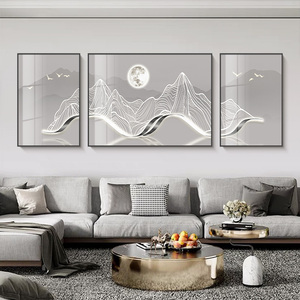 Mural de pasillo de entrada moderno, pinturas abstractas de pasillo decorativas orientadas simples de gama alta con marco para pared de salón - Product Image 4