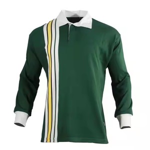 Maillot de rugby personnalisé pour homme, robuste, respirant, vert rayé, style classique <span class=keywords><strong>old</strong></span> school, à manches longues, avec caractéristiques de polo et de t-shirt, pour un look sportif et résistant - Product Image 1