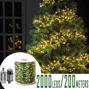 200米绿线8模式仙女串灯防水萤火虫灯遥控装饰圣诞万圣节卧室婚礼