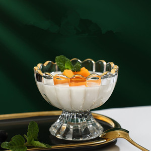 Tigelas de Vidro com Pé para Sobremesa, Copos de Sorvete, Tigela Transparente para Salada de Frutas, Tigela de Vidro em Formato de Flor para Servir em Festas e Eventos Domésticos - Product Image 1