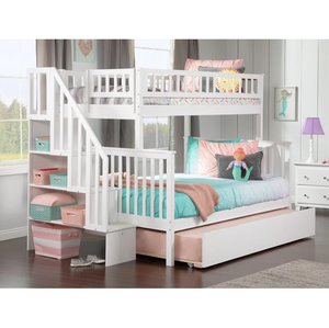 Litera <span class=keywords><strong>de</strong></span> <span class=keywords><strong>escalera</strong></span> <span class=keywords><strong>de</strong></span> madera resistente con cama inferior Litera nido Litera versátil con escaleras integradas con librería oculta - Product Image 3
