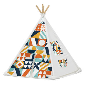 Tente pyramide à motifs géométriques Modèle 1,5 m de hauteur Tente tipi 3D DIY en <span class=keywords><strong>bois</strong></span> Tente de glamping Jouets pour enfants - Product Image 4