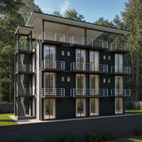 Bâtiment préfabriqué multi-étages en structure acier, appartement modulaire en conteneur, immeuble résidentiel de grande hauteur