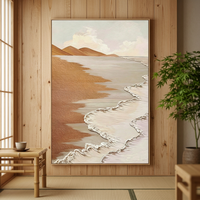 Dipinto su Tela con Texture Ondulata Stile Wabi-Sabi, Arte Astratta Costiera di Grande Formato per Soggiorno, Camera da Letto e Decorazione Casa
