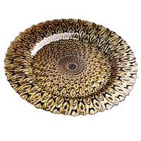 Assiettes de présentation en verre motif paon, or et noir, pour mariage, décoration de table de luxe pour la maison