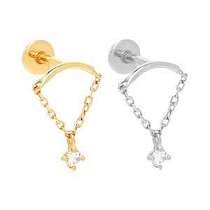 Orecchino a Perno <span class=keywords><strong>ROXI</strong></span> in Argento Sterling 925 con Diamante e Catena a Nappina, Design Semplice e Alla Moda, per Cartilagine, con Zircone, per Fidanzamento - Product Image 4