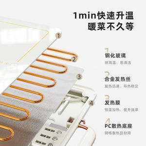 ถาดอุ่นอาหารอัจฉริยะ 600x400 มม. แผ่นทำความร้อนไฟฟ้ารูปสี่เหลี่ยมผืนผ้าขนาดใหญ่สำหรับอาหารครอบครัวพร้อมอุณหภูมิคงที่ - Product Image 2