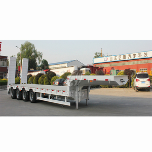 Semi-remorque à plateau surbaissé à col de cygne hydraulique robuste, 3 ou 4 essieux, 50 à 60 tonnes, pour <span class=keywords><strong>camion</strong></span> de conteneurs, à prix bas - Product Image 1