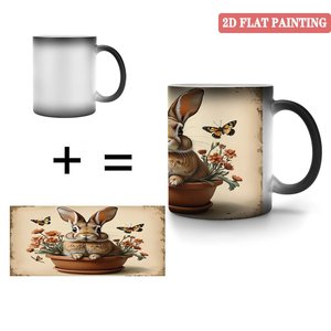 Mug à café en céramique noire givrée de 11 oz, à poignée épaisse et solide, antidérapant, changeant de couleur à la chaleur - Product Image 4