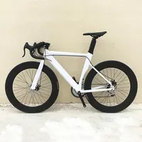 Vélo de course avec freins à disque avant et arrière pour adultes, en alliage d'aluminium, vélo à pignon fixe