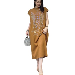 Jupe longue décontractée pour <span class=keywords><strong>femme</strong></span> en coton et élasthanne, coupe trapèze, <span class=keywords><strong>grande</strong></span> <span class=keywords><strong>taille</strong></span>, avec strass thermocollés haut de gamme, idéale pour l'été - Product Image 5