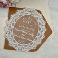 Tarjeta de Invitación de Encaje Ovalada Personalizada, Invitaciones de Boda Vintage, Invitación Elegante para Cena, Decoración de Mesa de Boda