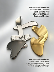 Raspador <span class=keywords><strong>de</strong></span> Metal Kansa Guasha Color Dorado al por Mayor para Modelar el Mentón, Masajeador Facial con Logotipo Personalizado, Herramienta Gua Sha - Product Image 2