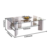 Table basse rectangulaire en verre double vitrage au design moderne et simple avec pieds en bois pour le salon de la maison