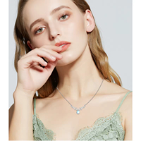 Bijoux fantaisie S925 argent sterling plaqué rhodium goutte d'eau collier de pierre de lune
