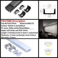 Perfil de Luz LED Lineal Empotrado en la Pared del Salón de 17 mm x 8 mm, Resistente al Agua