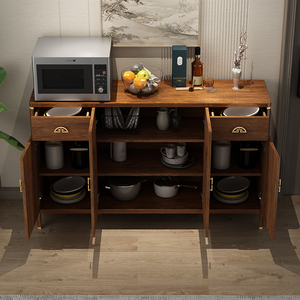 Lxyx Chinese Style Solid Wood Sideboard with Brass Handles and Carved Doors for <b>Dining</b> <b>Room</b> Living <b>Room</b> <b>Storage</b> <b>Cabinet</b> - Product Image 3