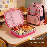 Nouvelle boîte à lunch en acier inoxydable 304, compatible micro-ondes, 3 compartiments, portable, grande capacité, anti-fuite, résistante aux brûlures, boîte bento