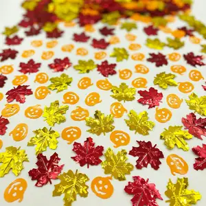 Tema Festival de Halloween Fiesta Decoraciones para el hogar Accesorios Suministros Conjuntos Pequeñas hojas de calabaza Forma Lentejuelas para la venta