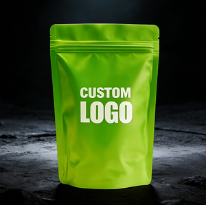 Pochette à fond plat avec logo personnalisé, finition mate/brillante en PE, pour emballage alimentaire/poudre protéinée refermable avec fermeture éclair, service OEM/ODM - Product Image 2