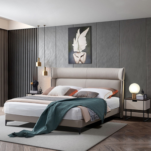Personalizada de alta calidad suave cómodo muebles de dormitorio estilo moderno tapizado cama de tela de lujo cama de matrimonio - Product Image 5