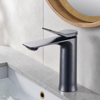 Robinet de lavabo de salle de bain moderne à trou unique, multifonctionnel, eau chaude et froide, poignée unique, design en zinc noir pour usage en villa