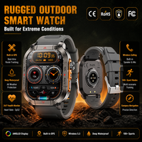 Montre connectée GPS pour homme, résistante à l'eau IP68, robuste, tactique, pour activités de plein air, avec suivi de la fréquence cardiaque, navigation, appels sans fil, 100 modes sportifs, OEM