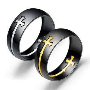 Nieuwe 2 Tunes Roestvrijstalen Ring Verwijderbare Religieuze Jezus Kruisringen