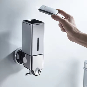 <span class=keywords><strong>Distributeur</strong></span> de <span class=keywords><strong>savon</strong></span> liquide carré en ABS écologique, type levier, double réservoir, design moderne, pour salle de bain, sans perçage, sans électricité - Product Image 3