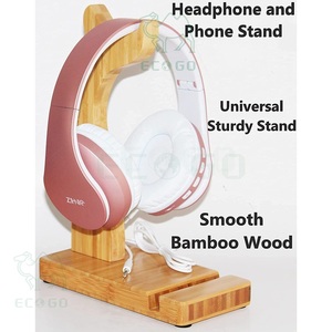 Soporte de bambú duradero para auriculares, colgador original para auriculares con ranura para soporte para Iphone, soporte para auriculares - Product Image 3