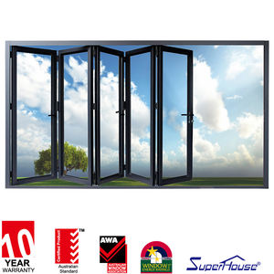 ประตูกระจกด้านนอกพับสองด้านสำหรับระเบียงบ้าน, กระเป๋ากระจกอลูมิเนียมบานเลื่อนประตูโรงรถสำหรับงานหนัก - Product Image 2