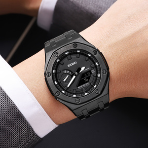 <span class=keywords><strong>Montre</strong></span> de luxe sport analogique-numérique en acier inoxydable pour <span class=keywords><strong>homme</strong></span>, étanche 5 BAR, lumineuse, avec alarme, chronographe et affichage LED - Product Image 1