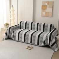 Housse de canapé en velours pour patio, ensemble complet, fauteuil rayé en chenille, élégant et facile à utiliser