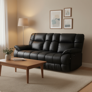 Divano Reclinabile Homeera in Pelle Nera a Base d'Acqua 103x95x105cm, Arredamento Moderno per Soggiorno - Product Image 2