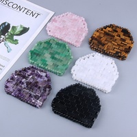 Masque oculaire rafraîchissant en jade de forme ronde, en quartz rose, pierre de guérison naturelle, pour les cernes, masque oculaire en cristal, vente en gros