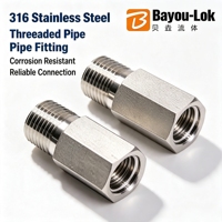 Raccord hexagonal forgé poli en acier inoxydable 316 Bayou-lok, 1/4" NPT mâle universel pour vanne d'eau, d'huile et de gaz, raccord de tuyauterie