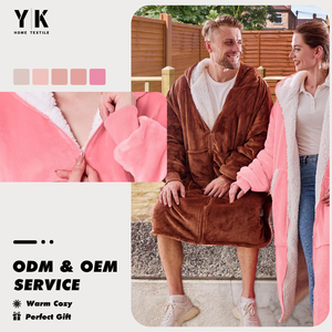 Manta de felpa súper suave y cálida a la moda con mangas, manta de TV con mangas, Sudadera Sherpa con capucha, mantas portátiles con capucha y cremalleras - Product Image 1