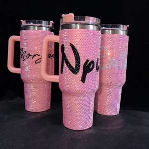 स्फटिक ब्लिंग जड़ित फुल रैप ब्लिंग 40 ऑउंस स्फटिक टम्बलर हैंडल ब्लिंग के साथ 40 ऑउंस स्ट्रॉ मग हैंडल ढक्कन के साथ - Product Image 5