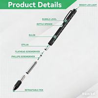 Stylo multifonction en métal 9-en-1 avec lumière LED, stylet, niveau, tournevis, gadget cool, cadeaux pour hommes/femmes/mari/père/mécanicien/petit ami