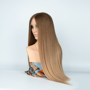 Perruque juive haut de gamme en cheveux européens avec dessus en dentelle, couleur marron avec mèches caramel, perruque frontale en dentelle avec doublure en soie pour femmes souffrant de perte de cheveux - Product Image 5