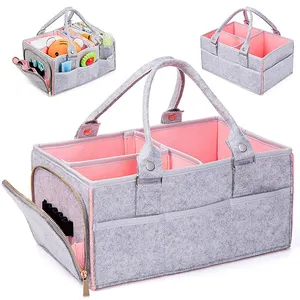 Vendita calda Del Bambino Del Pannolino Caddy Organizer Portable Feltro Pannolino Caddy Carrello