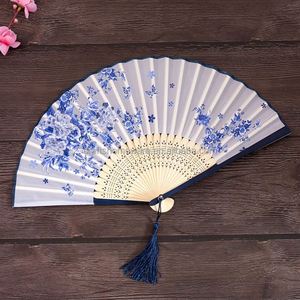 Abanico Plegable de Seda con Diseño Chino Japonés de Estilo Vintage para Decoración del Hogar, Adornos de Danza y Artesanía de Bambú - Product Image 4