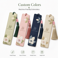 Marcapáginas de Tela Bordado con Logotipo Personalizado y Borla, Marcador de Páginas Floral Personalizado para Regalo Promocional de Eventos Corporativos